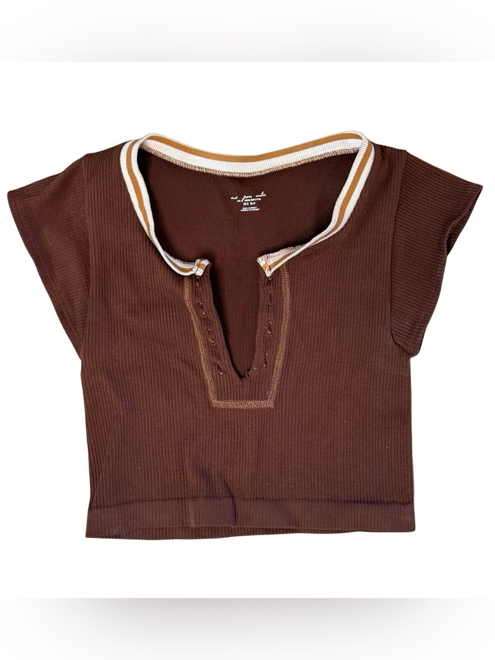 Out From Under Urban Outfitters Ribbed Crop V Neck Tee